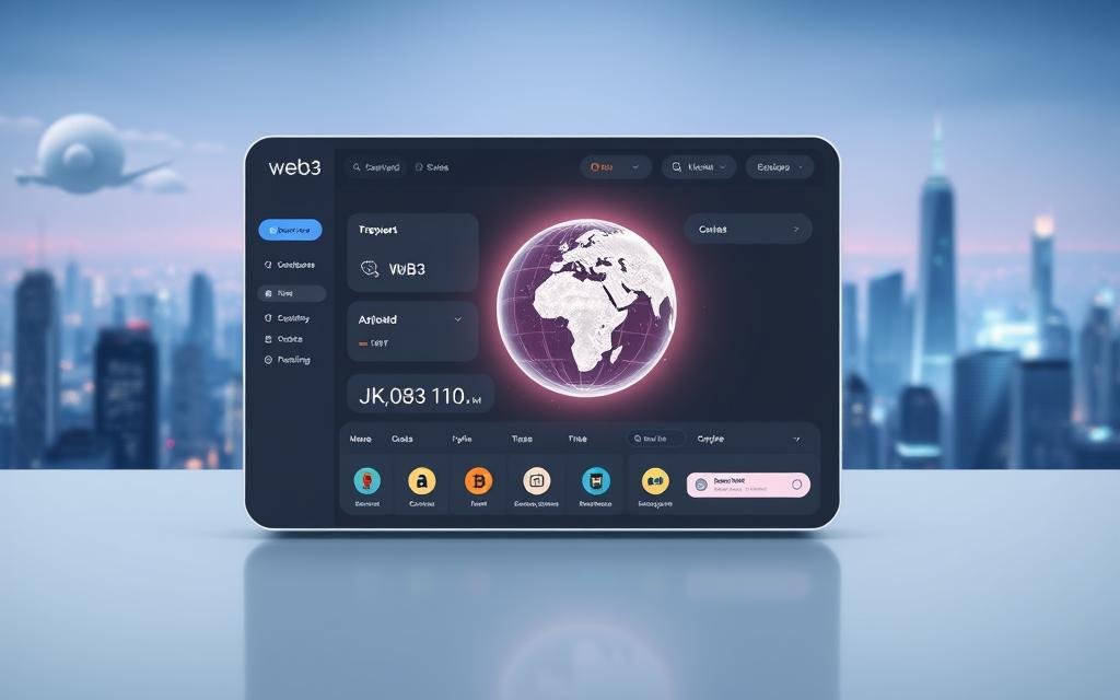 A sleek, minimal digital wallet interface, meticulously designed for intuitive Web3 navigation. The foreground showcases a clean, modern dashboard with crisp icons and elegant typography, allowing users to seamlessly manage their crypto assets. The middle ground features a holographic globe, symbolizing the global decentralized ecosystem, while the background depicts a futuristic cityscape bathed in a cool, futuristic light. The overall mood is one of simplicity, empowerment, and the exciting potential of Web3 technology.