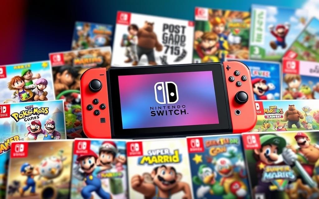 Generate an image of Nintendo Switch with Nintendo Switch Online games