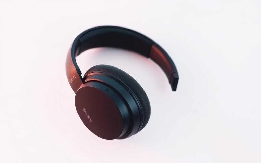 Generate an image of Sony WH-1000XM5 headphones with a sleek design and noise-cancelling features.