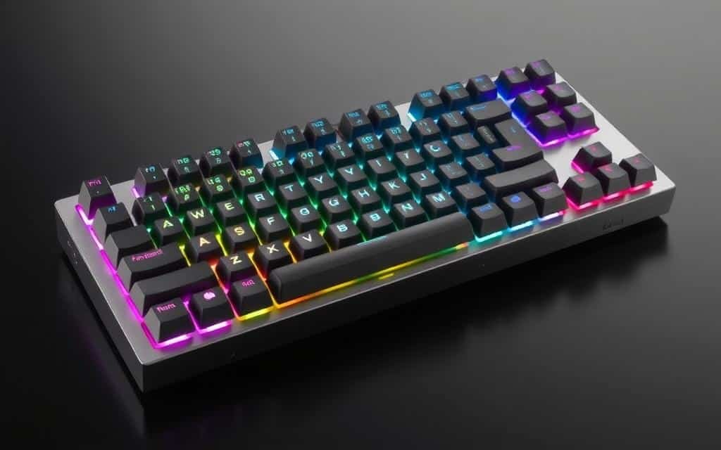 Generate an image of the Keychron Q Max keyboard with its machined aluminum case and advanced features.
