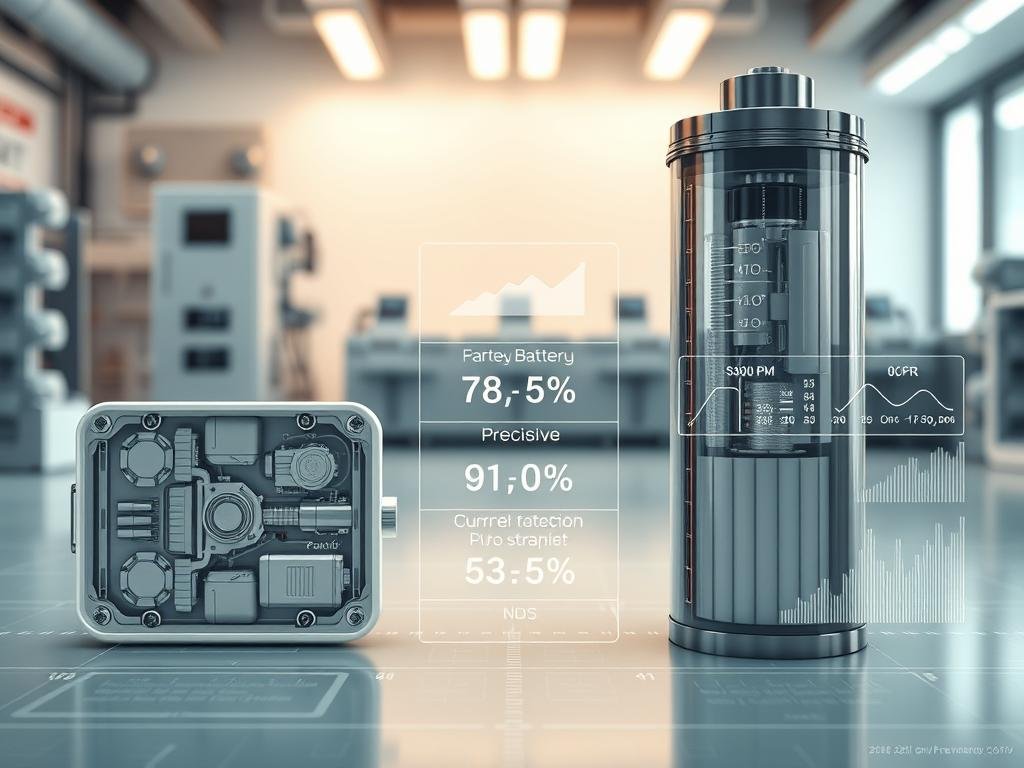 A highly detailed, technical comparison of modern graphene-silicon battery technology versus current industry standards, presented in a clean, minimalist style. In the foreground, precise schematics of the internal structure and components of both battery types, rendered in muted metallic tones. In the middle ground, precise performance metrics and statistics displayed in a sleek, data-driven infographic layout. The background depicts a softly-lit, futuristic laboratory setting, with subtle hints of advanced scientific equipment. The overall mood is one of clinical precision, highlighting the innovative nature of the new graphene-silicon battery cells.