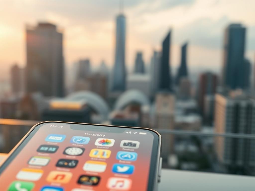 a sleek and modern iphone interface dominates the foreground, showcasing a collection of productivity-enhancing ios 19 features. in the middle ground, a series of app icons and intuitive controls hint at the deep integration of these tools, allowing seamless task management and workflow optimization. the background features a subtly blurred cityscape, conveying a sense of productivity in an urban, fast-paced environment. warm, diffused lighting creates a professional, yet approachable atmosphere, while a high-resolution, 4k-quality lens captures the refined details of the ui and hardware. the overall scene evokes a feeling of empowerment and efficiency, reflecting the transformative impact of ios 19's productivity powerhouse.