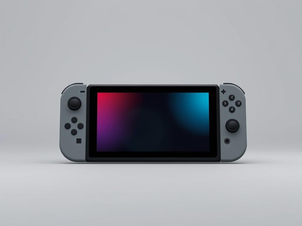 A sleek, modern Nintendo Switch2 display unit is presented in a minimalist, well-lit studio setting. The device's screen is showcased in high detail, highlighting its vibrant, high-resolution display capabilities. The device is positioned in the center of the frame, allowing the viewer to appreciate its design and visual quality. Subtle reflections and gentle highlights on the display's surface create a sense of depth and sophistication. The background is a plain, neutral color that allows the Switch2 to be the focal point, emphasizing its advanced visual prowess. Overall, the image conveys the premium, cutting-edge nature of the Nintendo Switch2's display technology.