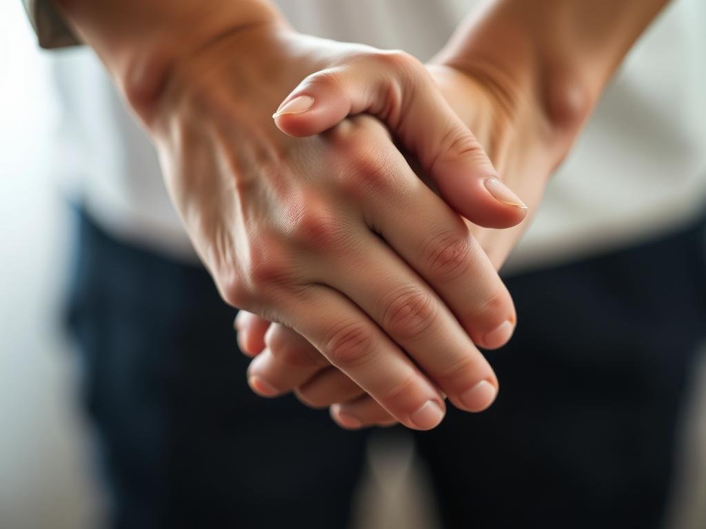 A close-up of two hands gently clasping together, creating a sense of connection and intimacy. The fingers intertwine delicately, conveying a mood of warmth, affection, and engagement. The hands are backlit by a soft, diffused light, casting subtle shadows and highlights that add depth and dimensionality to the scene. The background is blurred, placing the focus entirely on the hands and the emotional bond they represent. The overall composition and lighting evoke a sense of tenderness, commitment, and the shared experience of a special moment.