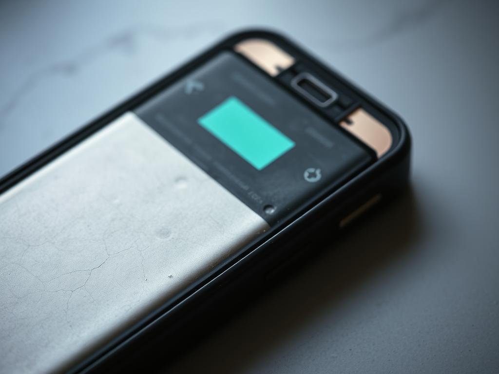 a close-up shot of an older model iphone's battery, its once vibrant charge indicator now a faint and sickly hue. the battery's surface is marred by subtle cracks and discoloration, a visible testament to the wear and tear of extended use. the lighting is soft and diffused, casting a melancholic tone that underscores the battery's diminished capacity. the background is blurred, drawing the viewer's attention solely to the weary, aging power source, a symbol of the challenges faced by those seeking to breathe new life into these beloved yet dated devices.