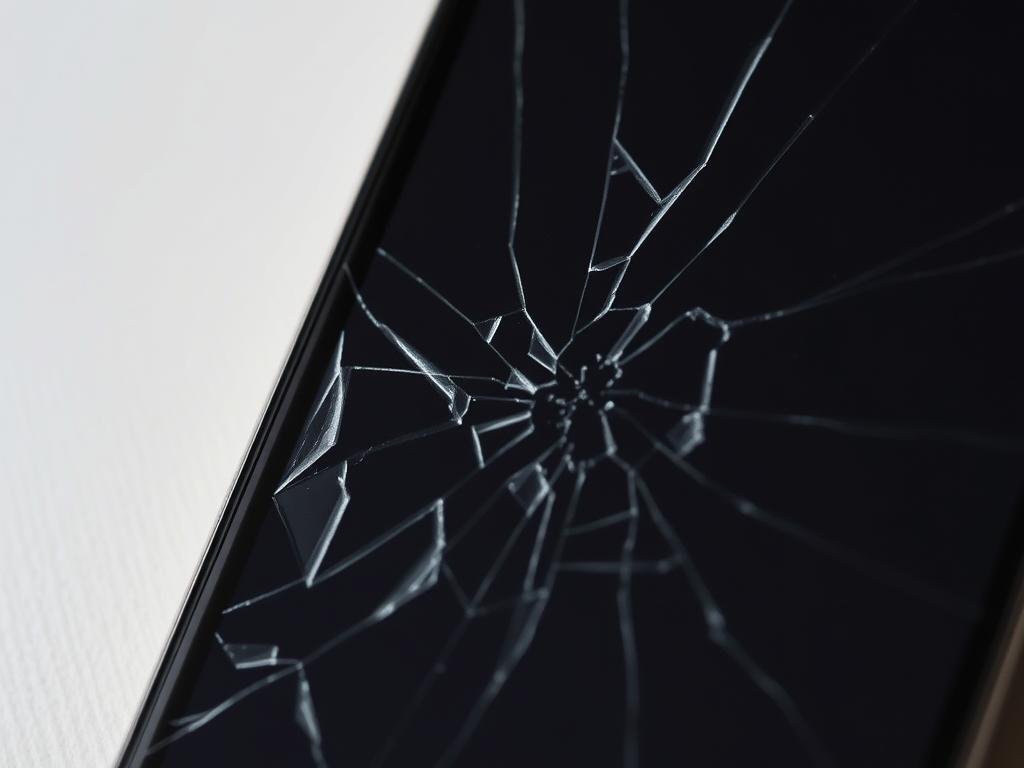 A close-up view of a smartphone screen with visible cracks, scratches, and shattered glass. The display shows distortion and discoloration, suggesting significant damage. The device is set against a neutral, slightly out-of-focus background, creating a sense of focus on the damaged screen. The lighting is soft and diffused, casting subtle shadows that emphasize the texture and depth of the damage. The overall mood is one of concern and the need for careful assessment, reflecting the article's subject matter.
