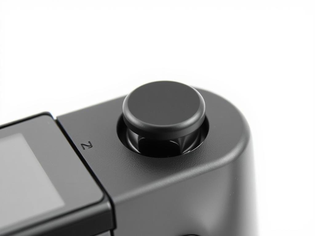 a detailed close-up shot of a nintendo switch joy-con analog stick replacement, showcased against a clean white background. the analog stick is prominently displayed, its sleek black design and textured surface clearly visible. crisp, evenly distributed lighting illuminates the component, highlighting its intricate structure and precision engineering. the image is captured at a high resolution, providing a clear and focused view of the replacement part, suitable for illustrating the installation process described in the article.