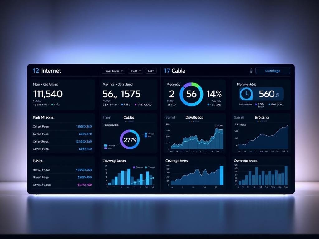 A detailed comparison of internet service costs, depicting a sleek digital dashboard displaying side-by-side metrics for fiber, cable, and 5G options. The foreground features clean, minimalist typography highlighting the key price points, download/upload speeds, and coverage areas for each technology. The middle ground showcases elegant data visualization elements, such as interactive charts and graphs, allowing users to quickly assess the relative value proposition. The background maintains a sophisticated, tech-inspired ambiance with subtle gradients and geometric patterns, complementing the digital aesthetic. Soft, even lighting casts an authoritative, informative tone, inviting the viewer to explore the nuances of home internet costs and make an informed decision.