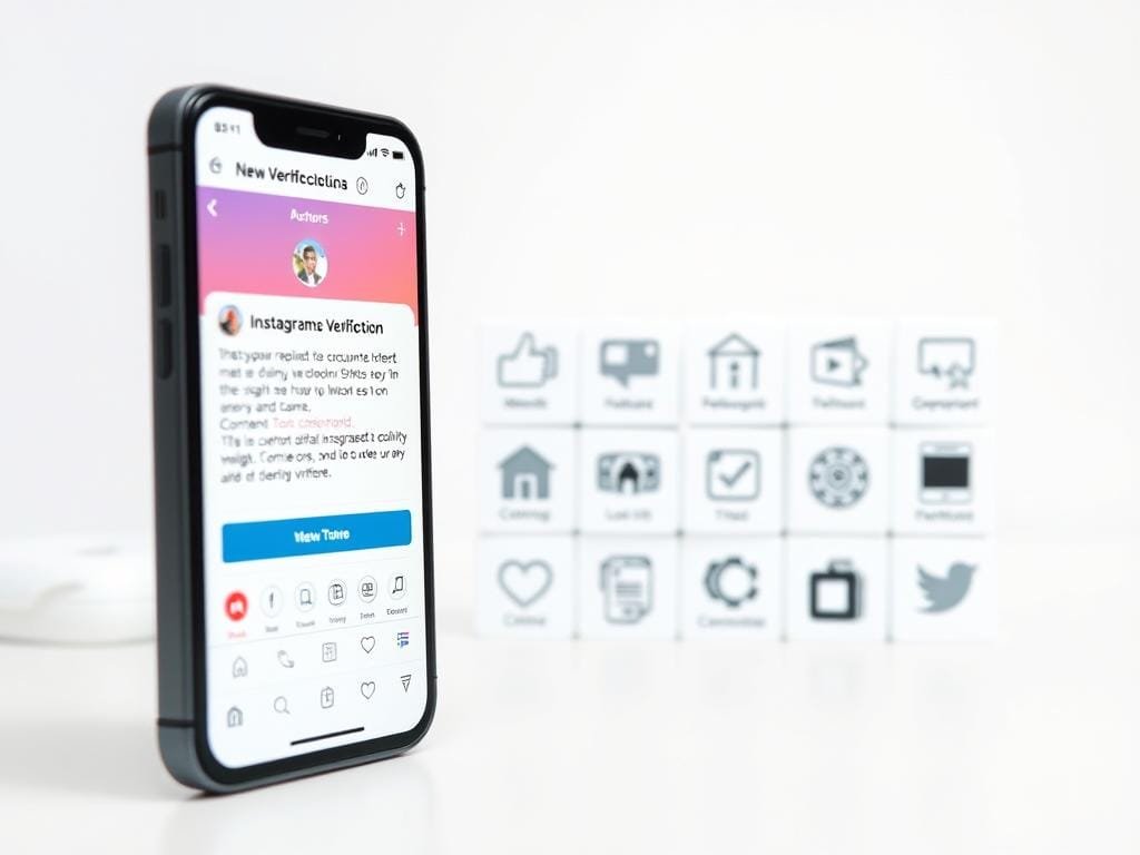 A high-quality photograph of the key factors influencing Instagram's verification decisions, captured in a clean, minimalist style. In the foreground, a smartphone displays the Instagram app, its screen showing the verification requirements and process. In the middle ground, various icons and symbols representing the crucial verification factors - account activity, follower count, content quality, and more - are arranged in a visually striking grid layout. The background features a simple, neutral backdrop, allowing the key elements to take center stage. The lighting is soft and diffused, creating a professional, editorial aesthetic. The overall composition is balanced and visually compelling, designed to effectively illustrate the "Factors Influencing Verification Decisions" section of the article.