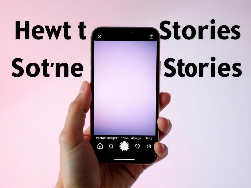 A mobile phone held in a person's hand, displaying an Instagram story sized image. The screen is sharp and vibrant, with a clean, modern design aesthetic. The background is a soft, blurred gradient, with subtle lighting and shadowing to create depth and focus on the phone. The image reflects the minimalist and visually appealing nature of Instagram stories, showcasing the optimal dimensions and layout for this format. The overall mood is sleek, professional, and inspirational, reflecting the informative nature of the article.