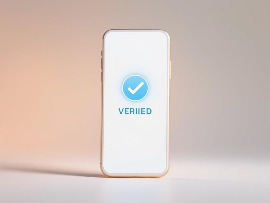 A pristine, minimalist Instagram mobile interface floats against a soft, neutral background. In the center, a verified account badge shines with a delicate blue hue, its checkmark symbol conveying a sense of authenticity and legitimacy. Subtle gradients and reflections add depth and dimension, while clean typography and layout elements establish a professional, high-quality aesthetic. Warm, balanced lighting from an unseen source casts gentle shadows, creating a refined, elegant atmosphere befitting the prestigious nature of the verification status.