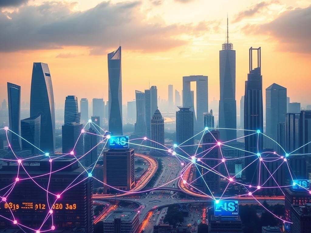 A sleek, futuristic cityscape with towering skyscrapers and a dynamic, interconnected web of digital infrastructure. In the foreground, a series of interlocking geometric shapes and lines representing Layer2 scaling solutions, their vibrant colors and intricate designs symbolizing the innovations that enable faster, cheaper blockchain transactions. The midground features a bustling urban landscape, with holograms and digital displays showcasing the seamless integration of Layer2 technologies into the everyday lives of the people. The background is bathed in a warm, ambient glow, conveying a sense of technological progress and the positive impact of these scaling solutions on the blockchain ecosystem.