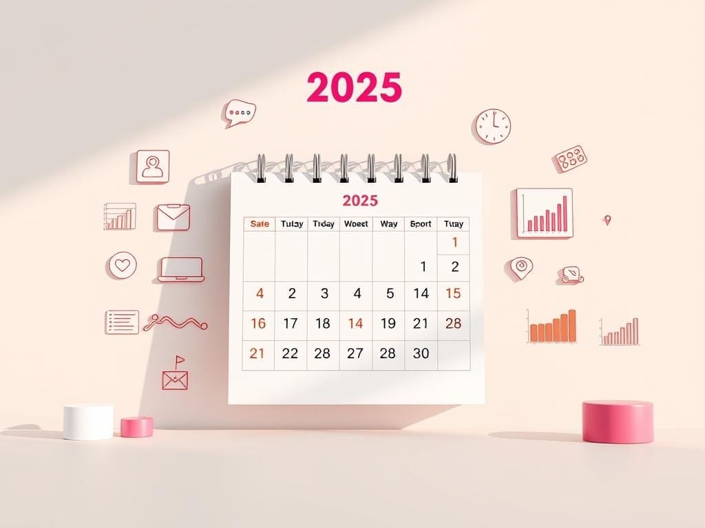 A sleek, minimalist image showcasing the best days to post on Instagram in 2025. A stylized calendar takes center stage, its pages meticulously designed with clean typography and vibrant, on-trend colors. Surrounding the calendar are strategically placed Instagram icons, social media analytics charts, and subtle, data-driven visual cues - all bathed in a soft, natural lighting that evokes a sense of timelessness and digital fluidity. The overall composition is balanced and visually striking, reflecting the insights and trends that will guide the most effective Instagram posting strategies in the year ahead.
