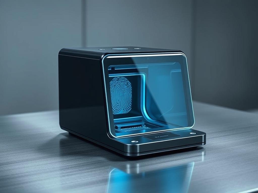 a sleek, modern fingerprint scanner rests on a pristine, brushed metal surface, bathed in soft, indirect lighting. the device's glass panel is crystal clear, reflecting the crisp, technical details of its internal components. in the background, a minimalist, muted color palette creates a professional, office-like atmosphere, emphasizing the scanner's role as a sophisticated, high-tech security device. the overall scene conveys a sense of precision, functionality, and the importance of proper maintenance for optimal performance of this critical interface between human and machine.