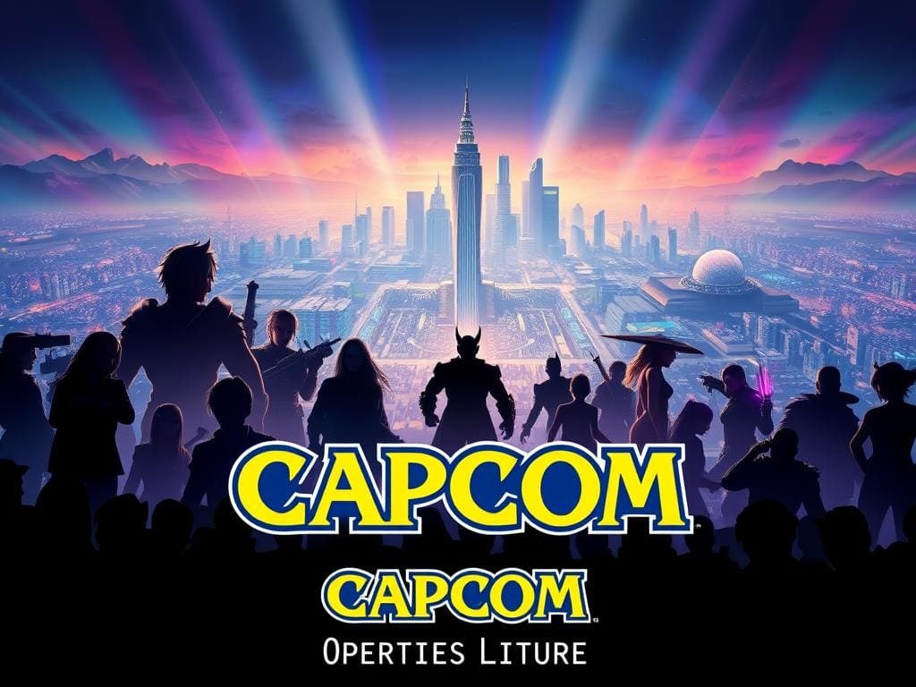 A vibrant and dynamic digital illustration showcasing Capcom's upcoming game lineup. In the foreground, prominent game logos and character silhouettes emerge, hinting at the diverse genres and franchises Capcom is set to deliver. The middle ground features captivating renders of the latest installments, with detailed character designs and environments that radiate a sense of polish and innovation. In the background, a sprawling cityscape or futuristic landscape serves as a contextual backdrop, creating a sense of scale and anticipation for Capcom's ambitious plans. The lighting is dramatic, with strategic use of neon accents and cinematic shadows, elevating the overall mood and atmosphere. The composition is balanced and visually striking, inviting the viewer to explore the exciting possibilities of Capcom's upcoming game lineup.