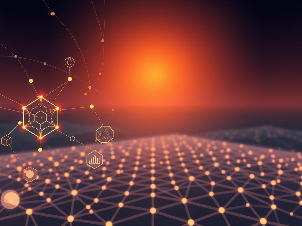 An intricate network of smart contract symbols, digital signatures, and transaction flows intertwine against a backdrop of a sleek, minimalist blockchain ledger. The scene is illuminated by a warm, ambient glow, casting soft shadows that accentuate the crisp, geometric shapes. In the foreground, transparent contract icons hover, their interconnected logic visually represented by elegant, pulsing lines. The middle ground features a stylized, isometric view of a blockchain data structure, its distributed nodes linked by secure, encrypted pathways. In the distance, a gradient-filled horizon suggests the vast, decentralized nature of the blockchain ecosystem. The overall tone is one of technological sophistication, secure transparency, and the seamless integration of smart contracts within supply chain processes.