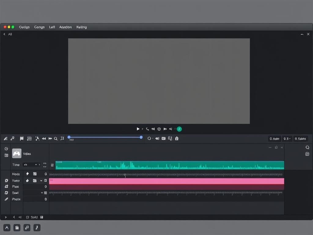 a professional video editing software interface with a sleek, modern design, featuring a large central preview window, a timeline at the bottom, and various editing tools and menus on the sides. the interface has a minimalist, high-contrast color scheme, with dark grays and blues predominating, creating a focused and immersive editing experience. the layout is intuitive and streamlined, with clearly labeled buttons and sliders for adjusting video parameters, adding effects, and fine-tuning the footage. the overall atmosphere is one of technological sophistication and creative control, reflecting the power and versatility of the action camera editing software.