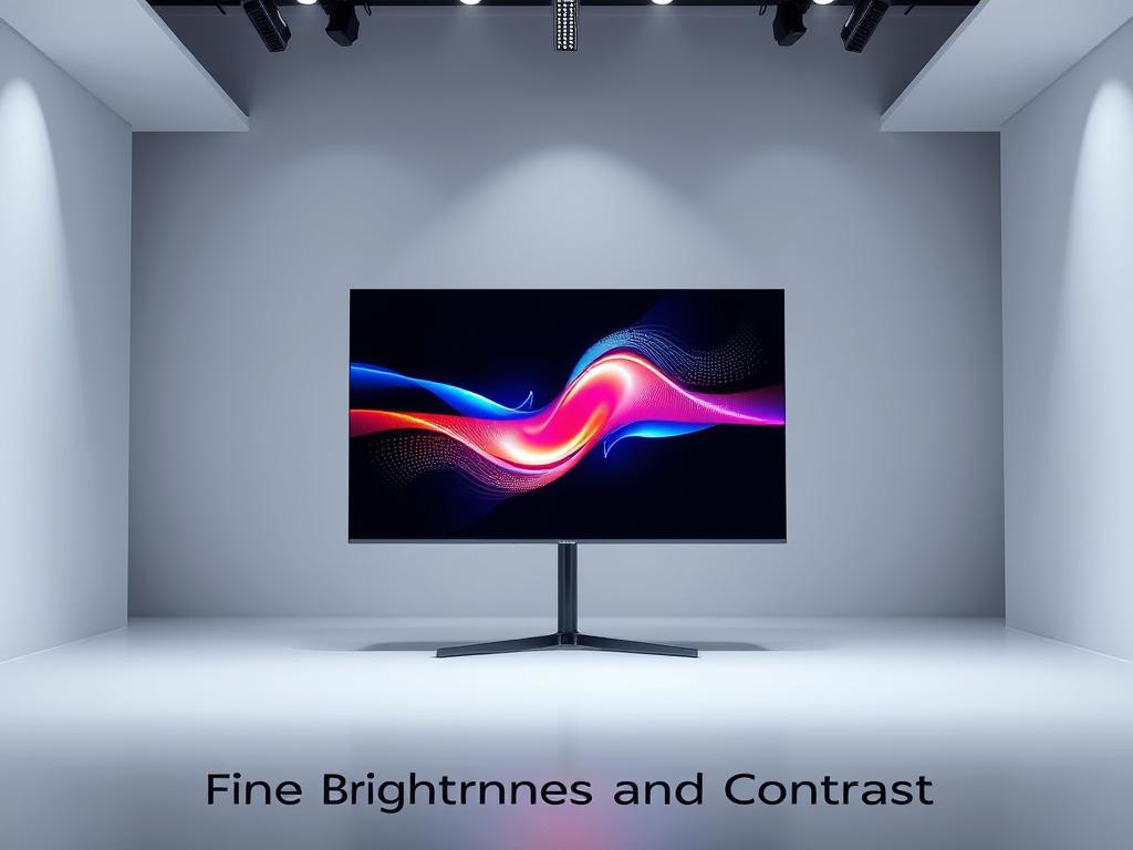 a pristine and meticulously lit studio setup, with a sleek and modern television set prominently displayed in the center. the screen shows a dynamic visualization of brightness and contrast optimization, with vibrant colors, sharp details, and a balanced luminance profile. the background is a clean, minimalist environment, illuminated by soft, diffuse lighting that accentuates the television's sophisticated design. the camera captures the scene from a slightly elevated angle, providing a clear and unobstructed view of the display's exceptional picture quality. the overall atmosphere conveys a sense of technological precision and visual refinement, perfectly suited to illustrate the "fine-tune brightness and contrast" section of the article. a pristine and meticulously lit studio setup, with a sleek and modern television set prominently displayed in the center. the screen shows a dynamic visualization of brightness and contrast optimization, with vibrant colors, sharp details, and a balanced luminance profile. the background is a clean, minimalist environment, illuminated by soft, diffuse lighting that accentuates the television's sophisticated design. the camera captures the scene from a slightly elevated angle, providing a clear and unobstructed view of the display's exceptional picture quality. the overall atmosphere conveys a sense of technological precision and visual refinement, perfectly suited to illustrate the "fine-tune brightness and contrast" section of the article.